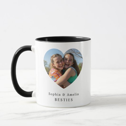 Personalized Best Friends Heart Photo Name Mug マグカップ (左)