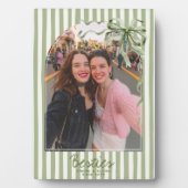 Personalized Best Friends Photo Preppy Stripes Bow フォトプラーク (正面)
