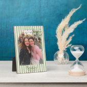 Personalized Best Friends Photo Preppy Stripes Bow フォトプラーク (側面)
