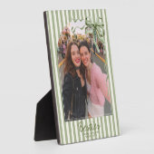 Personalized Best Friends Photo Preppy Stripes Bow フォトプラーク (側面)