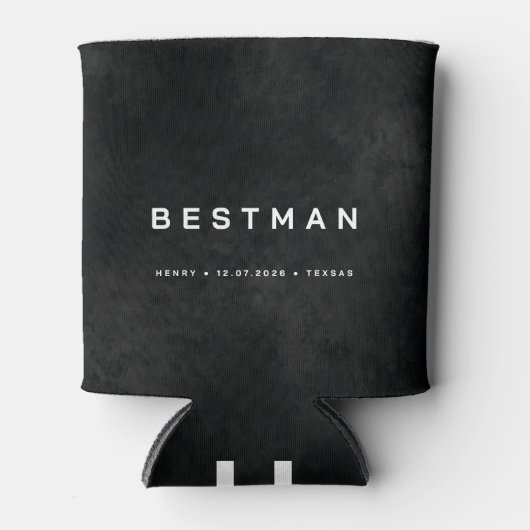 Personalized Best Man Black Custom Name, Date & L 缶クーラー (正面)