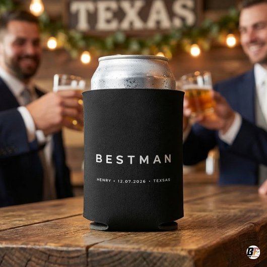 Personalized Best Man Black Custom Name, Date & L 缶クーラー