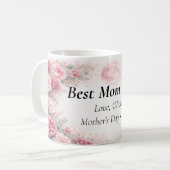 Personalized Best Mom Ever Floral Rose Mug コーヒーマグカップ (正面左)