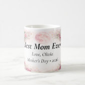 Personalized Best Mom Ever Floral Rose Mug コーヒーマグカップ (中央)