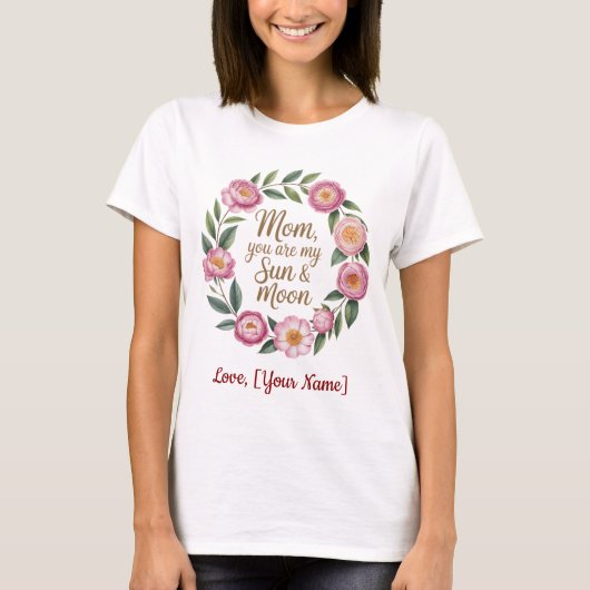 Personalized Best Mom Ever Floral Wreath T-Shirt Tシャツ (正面)