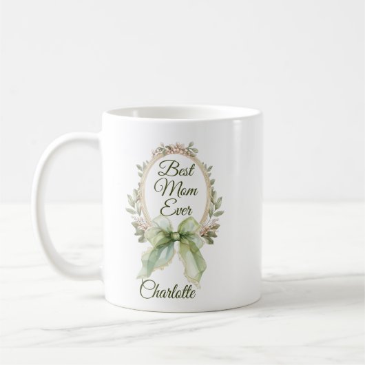 Personalized Best Mom Ever Mug with Name コーヒーマグカップ (左)