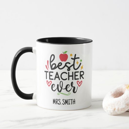 Personalized Best Teacher Ever マグカップ (ドーナツ)
