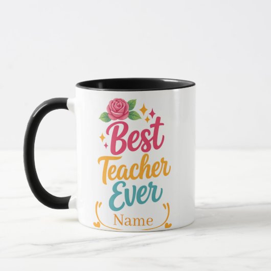 Personalized Best Teacher Ever Name Mug マグカップ (左)