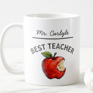 Personalized BEST TEACHER Name Apple Gift コーヒーマグカップ