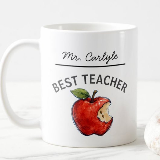 Personalized BEST TEACHER Name Apple Gift コーヒーマグカップ