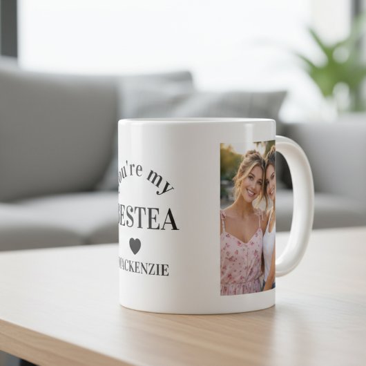 Personalized Bestea (bestie + tea) text 2 photos コーヒーマグカップ