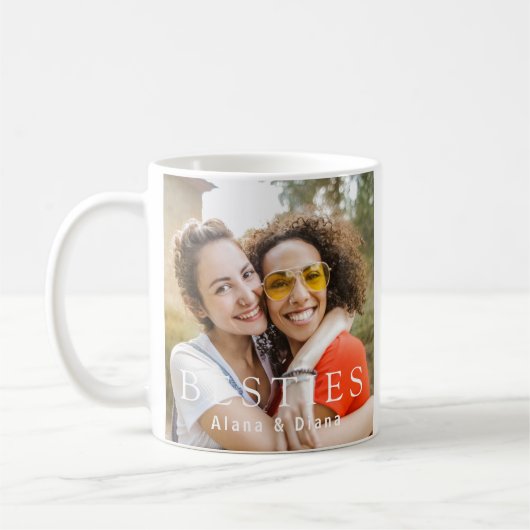 Personalized Besties Mug with Names and Photo コーヒーマグカップ (左)