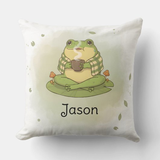 Personalized BG 1 Zochi Blows Tea Throw Pillow クッション (正面)