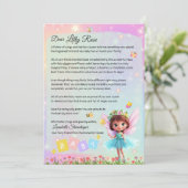 Personalized Big Sister Fairy Letter – New Baby  招待状 (スタンド正面)