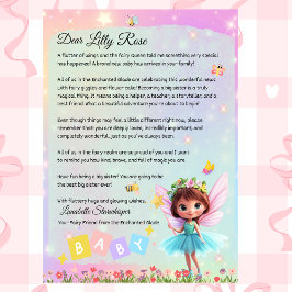 Personalized Big Sister Fairy Letter – New Baby  招待状