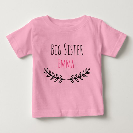 Personalized Big Sister with name ベビーTシャツ (正面)
