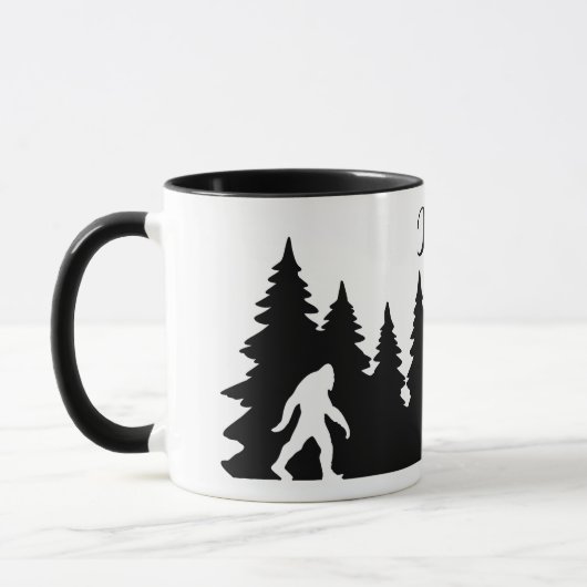 Personalized Bigfoot Sasquatch Silhouette Forest マグカップ (左)