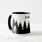 Personalized Bigfoot Sasquatch Silhouette Forest マグカップ (正面左)