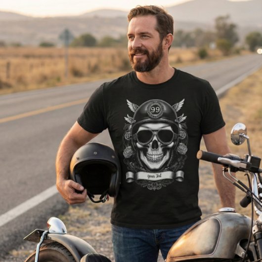 Personalized Biker Skull Motorcycle 2-Sided Tee Tシャツ