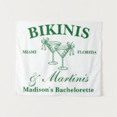 Personalized Bikinis & Martinis Bachelorette Party タペストリー (正面(横))
