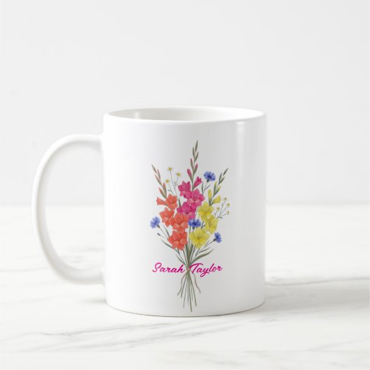 Personalized Birth Flower Gladiolus Custom コーヒーマグカップ (左)