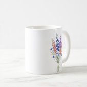 Personalized Birth Flower Larkspur Custom コーヒーマグカップ (正面右)