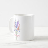 Personalized Birth Flower Larkspur Custom コーヒーマグカップ (正面左)