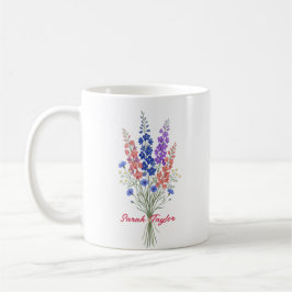 Personalized Birth Flower Larkspur Custom コーヒーマグカップ