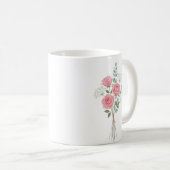 Personalized Birth Flower Pink Rose Custom コーヒーマグカップ (正面右)