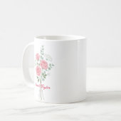 Personalized Birth Flower Pink Rose Custom コーヒーマグカップ (正面左)