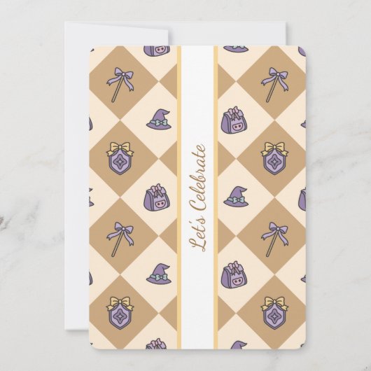 Personalized Birthday Academy Wizard School Gold 招待状 (裏面)