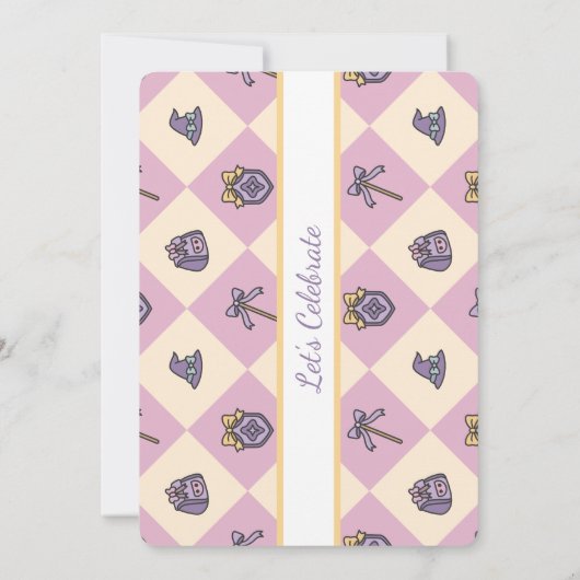 Personalized Birthday Academy Wizard School Pink 招待状 (裏面)