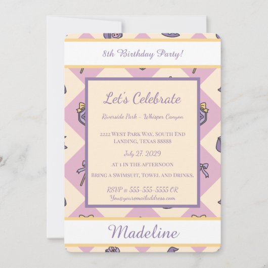 Personalized Birthday Academy Wizard School Pink 招待状 (正面)