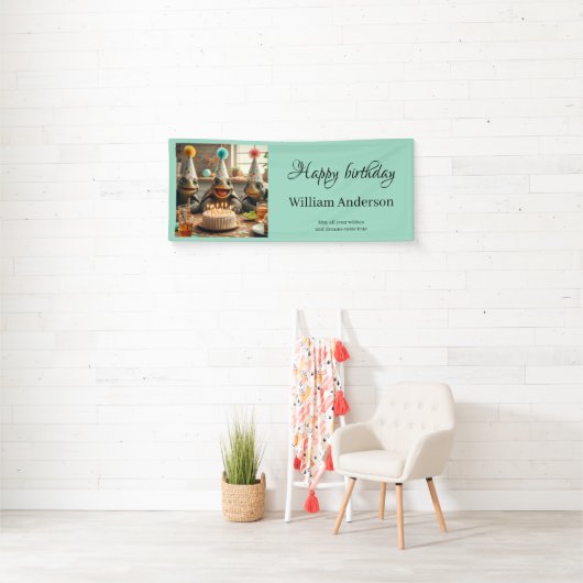 Personalized birthday banner with turtles 横断幕 (インサイチュ)