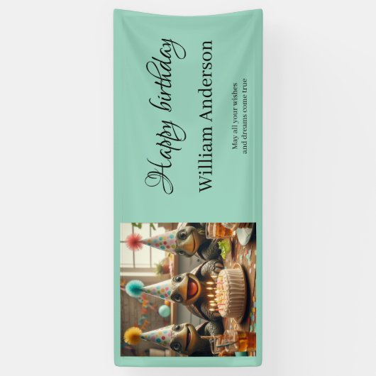 Personalized birthday banner with turtles 横断幕 (縦)