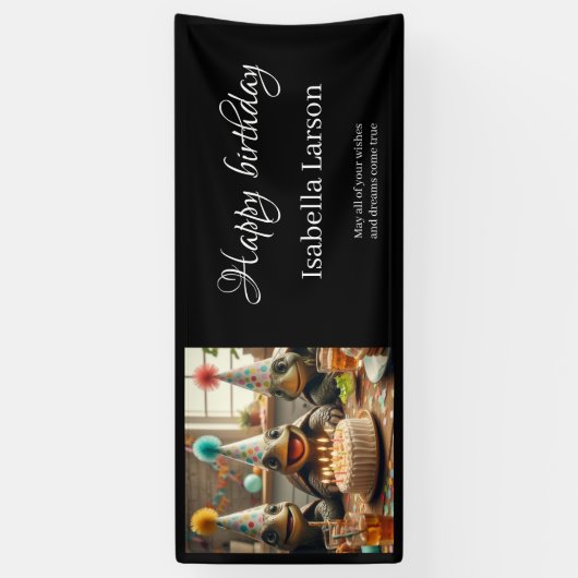 Personalized birthday banner with turtles 横断幕 (縦)