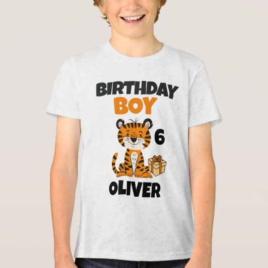 Personalized Birthday Boy Tiger T-Shirt – Custom  トライブレンドＴシャツ (正面)