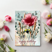 Personalized Birthday Card Mixed Media Wildflower  カード