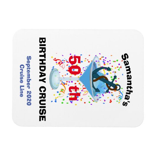 Personalized Birthday Cruise Anchor Cocktail マグネット (横)