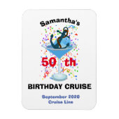 Personalized Birthday Cruise Anchor Cocktail マグネット (縦)