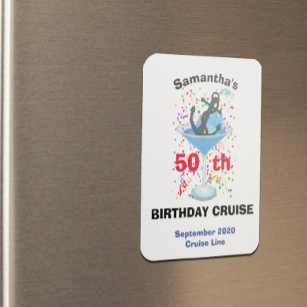 Personalized Birthday Cruise Anchor Cocktail マグネット