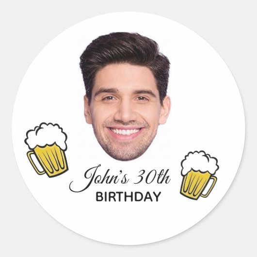 Personalized Birthday Custom Face & Age Tattoo  ラウンドシール (正面)
