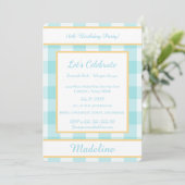 Personalized Birthday Gingham Blue Invitation 招待状 (スタンド正面)
