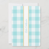Personalized Birthday Gingham Blue Invitation 招待状 (裏面)