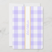 Personalized Birthday Gingham Purple Invitation 招待状 (裏面)
