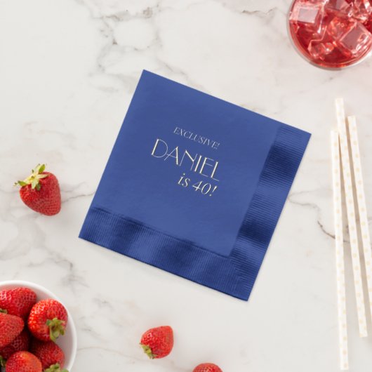 Personalized Birthday Modern Foil Stamped Napkins 箔ナプキン (インサイチュ (ストロベリー))