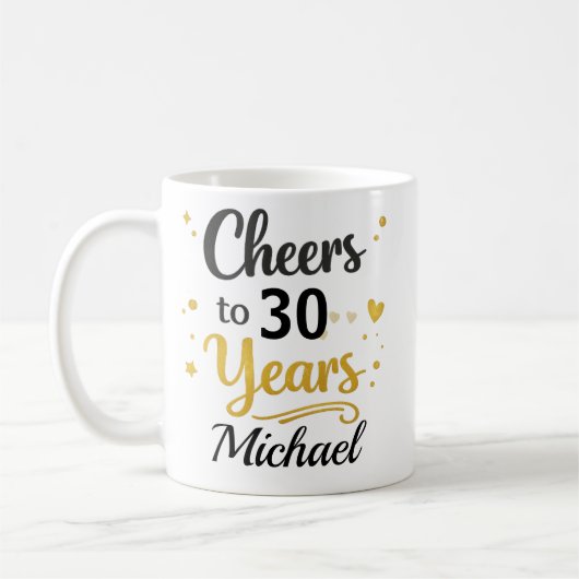 Personalized Birthday Mug Cheers To Years Gift コーヒーマグカップ (左)