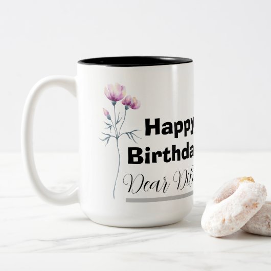 Personalized birthday mug, custom birthday gift ツートーンマグカップ (ドーナツ)