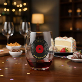 Personalized Birthday Music Vinyl ステムなしワイングラス