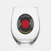 Personalized Birthday Music Vinyl ステムなしワイングラス (正面)